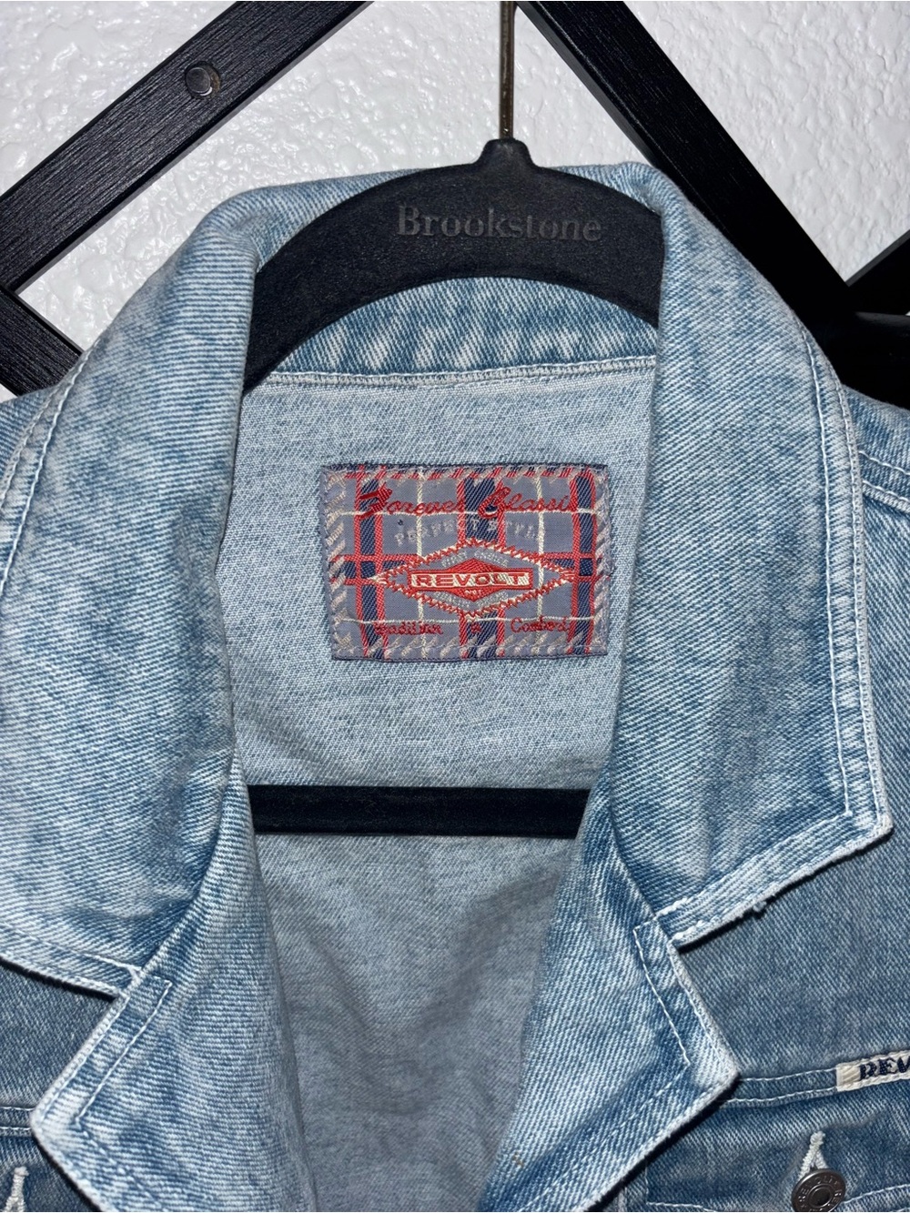 Revolt Denim Vest Light Wash 90s Grunge Sleeveless Jean Jacket Size L - Picture 3 of 7